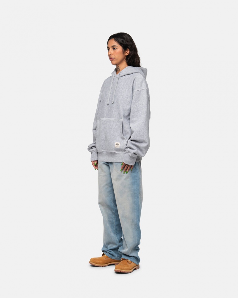 Stussy Contrast Stitch Label Hoodie - Unisex Hoodies Szürke | HUZDE25086