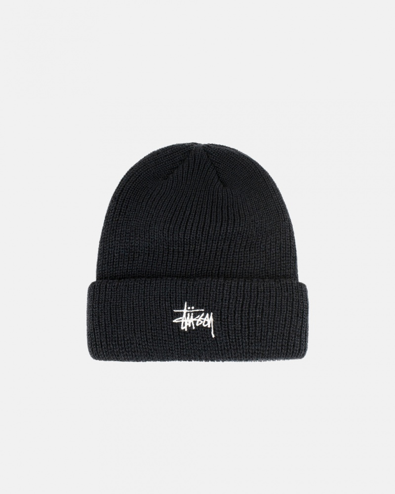 Stussy Cuff Beanie Basic - Unisex Fekete | DHUVO63869