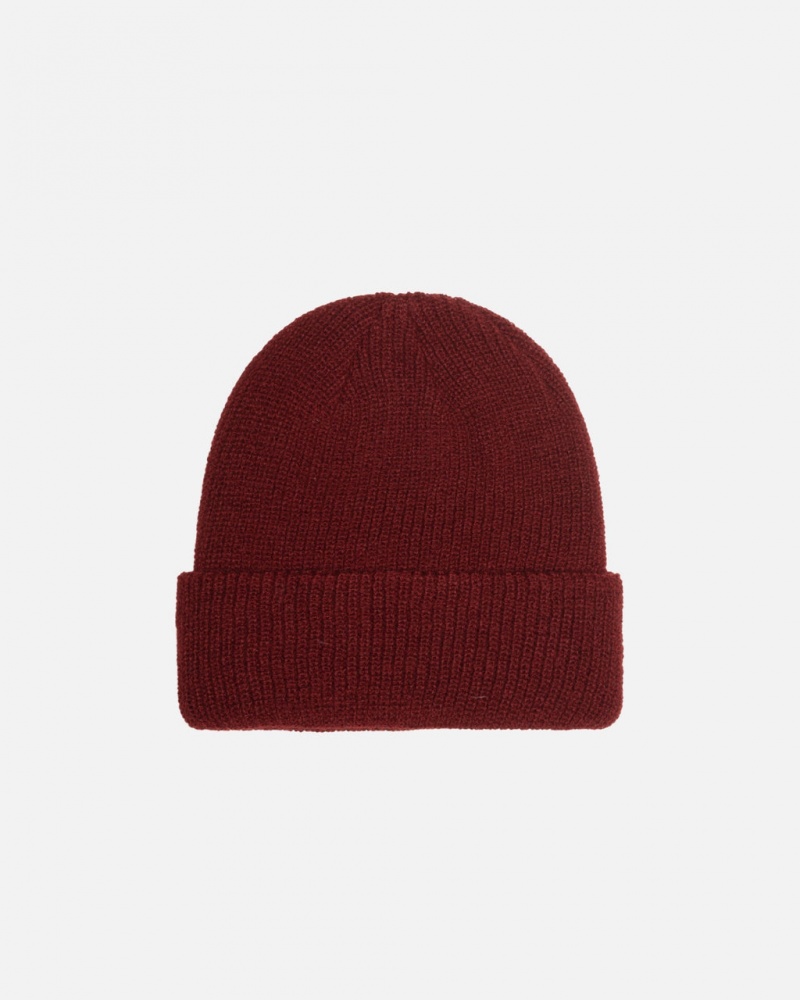 Stussy Cuff Beanie Basic - Unisex Sötétpiros | LHUTR20938