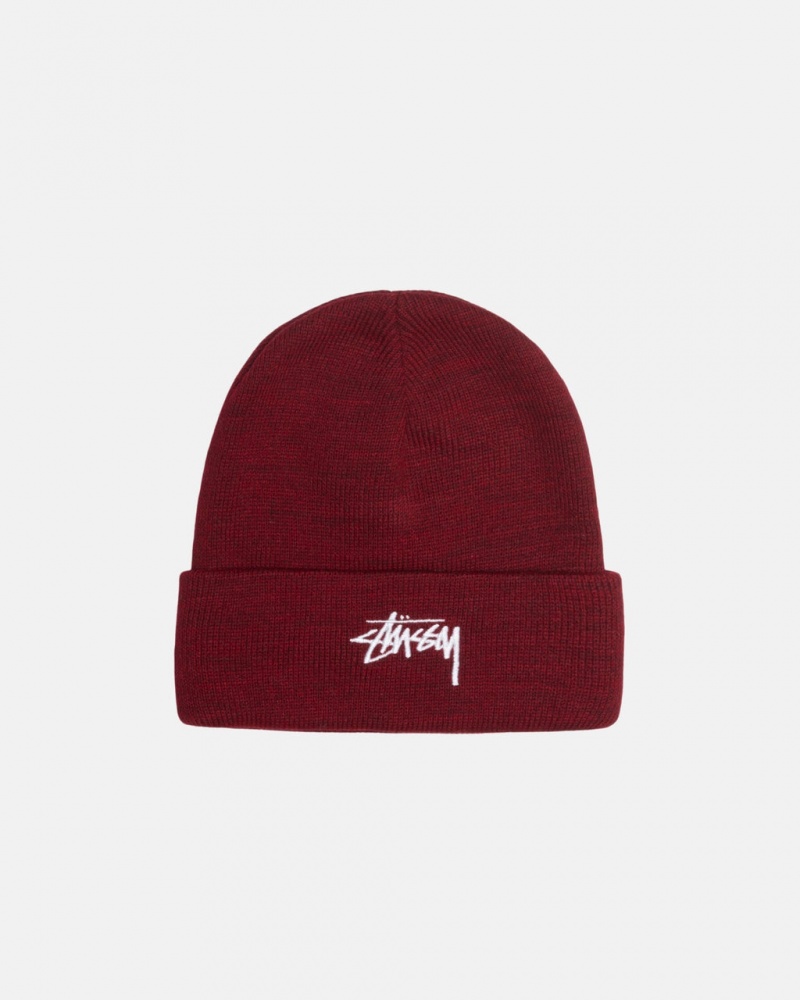 Stussy Cuff Beanie Stock - Unisex Piros | BHUSO28957