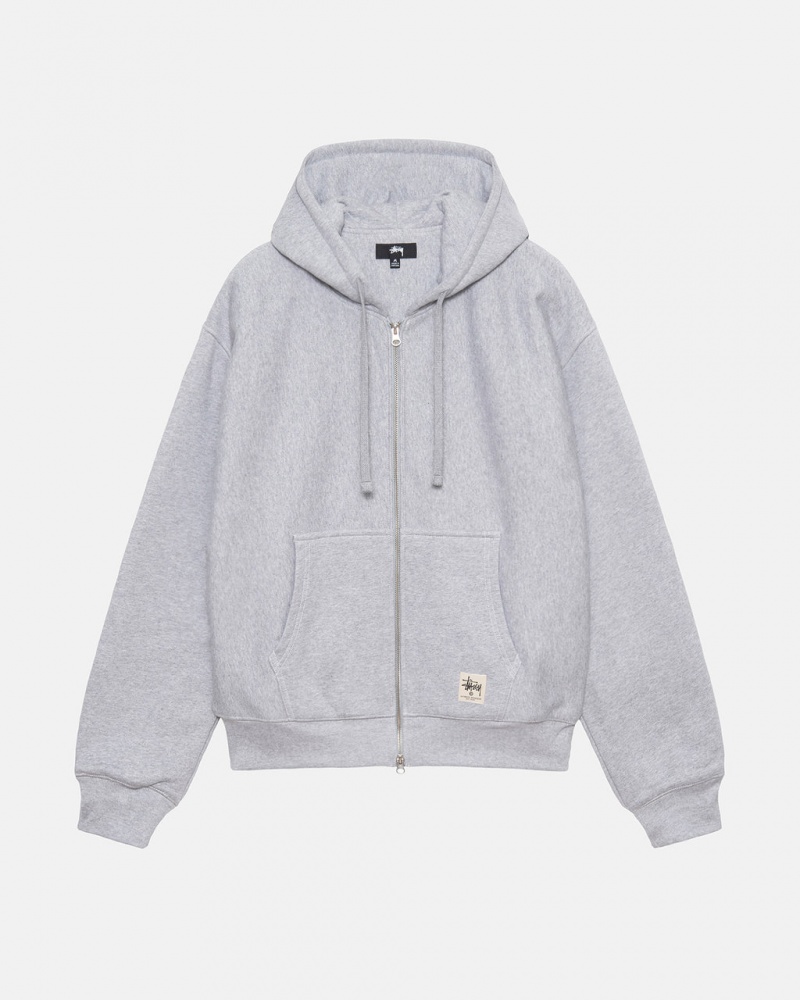 Stussy Double Face Label Zip Hoodie - Unisex Hoodies Szürke | BHUSD89518