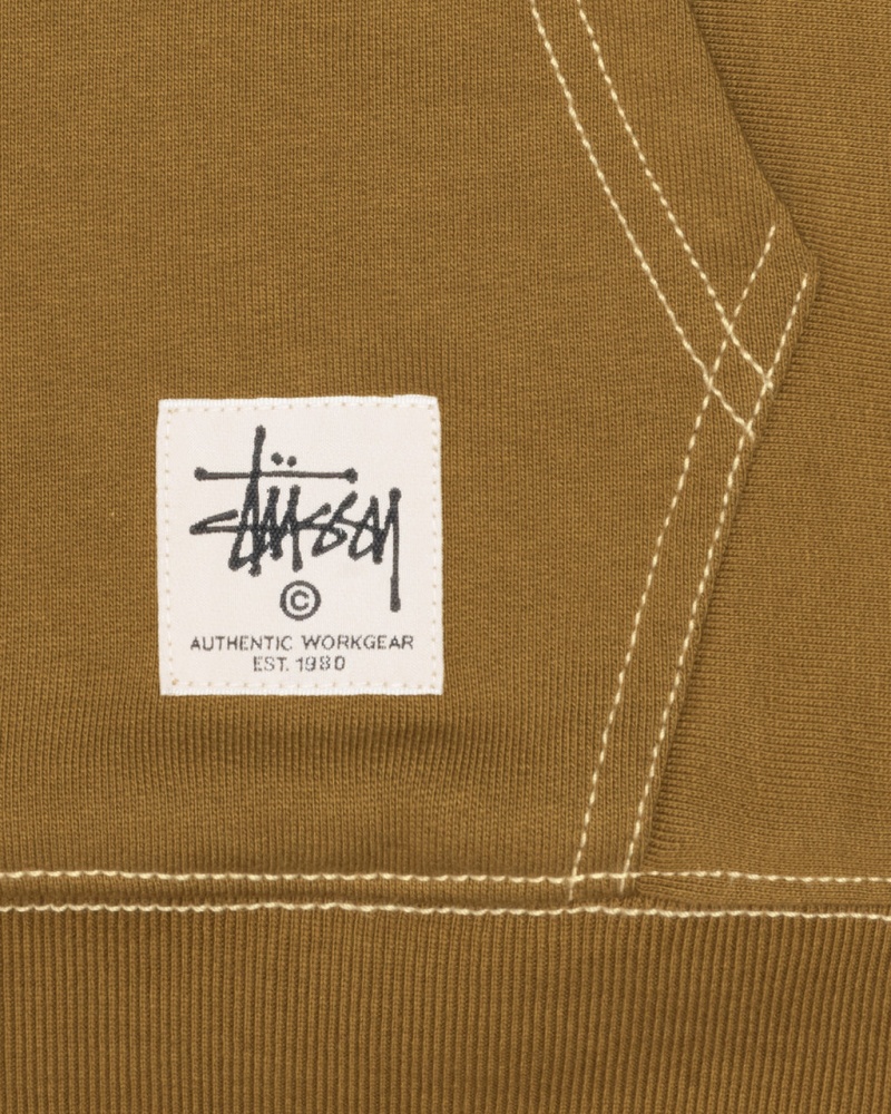 Stussy Double Face Label Zip Hoodie - Unisex Hoodies Olivazöld | HUCVG31424