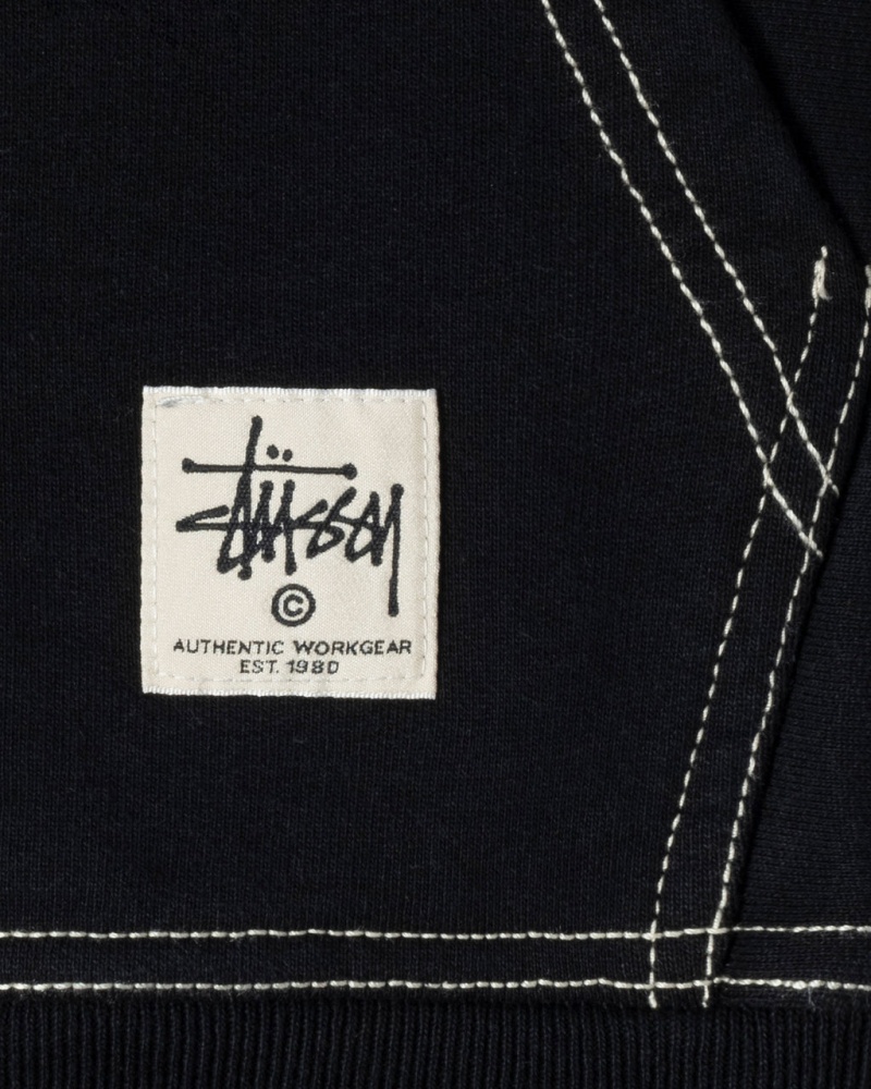 Stussy Double Face Label Zip Hoodie - Unisex Hoodies Fekete | HUEGJ55251