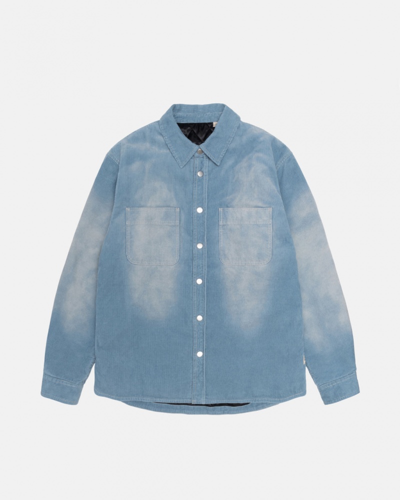 Stussy Faded Cord Overshirt - Unisex Tops Kék | FHUHY51169