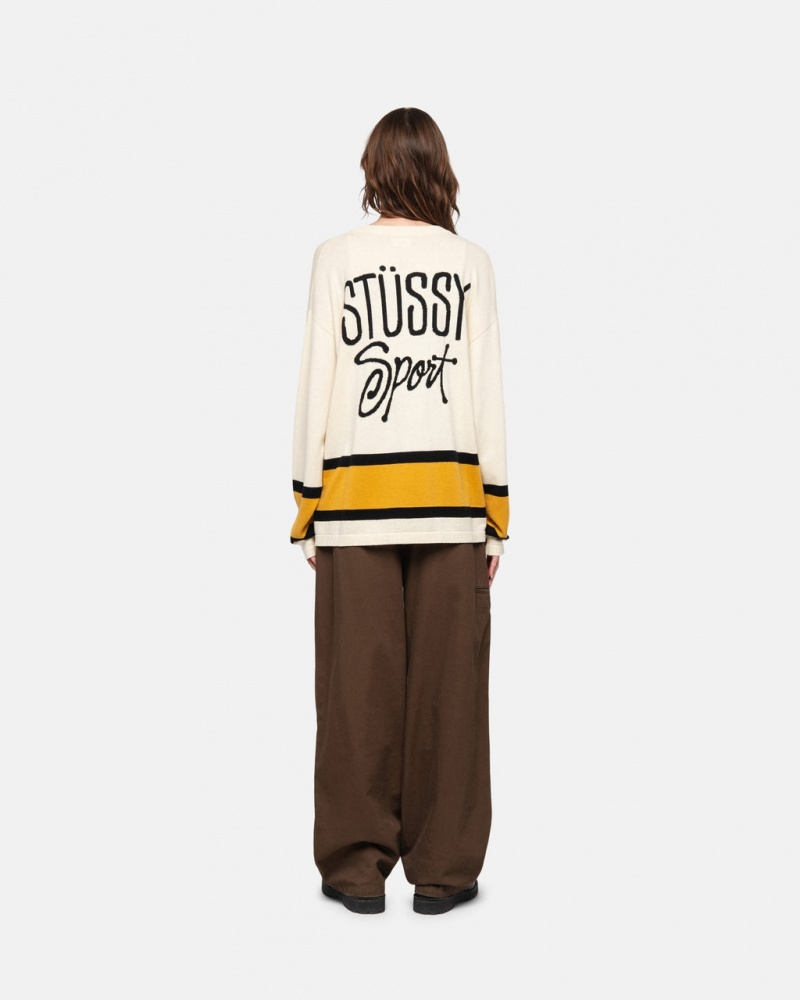 Stussy Hockey Pulóver - Unisex Sweaters Bézs | LHUTR42371