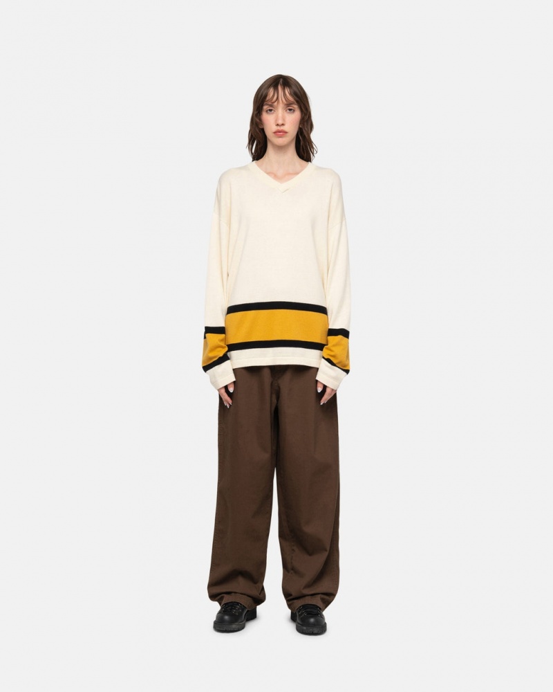 Stussy Hockey Pulóver - Unisex Sweaters Bézs | LHUTR42371