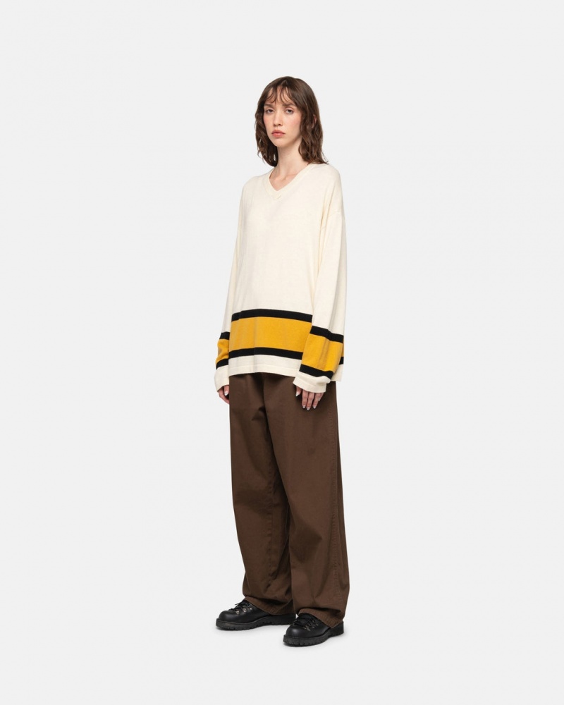 Stussy Hockey Pulóver - Unisex Sweaters Bézs | LHUTR42371