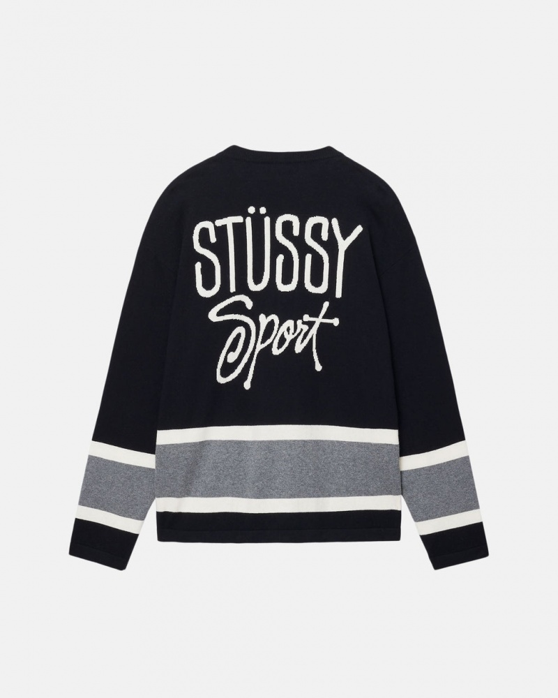 Stussy Hockey Pulóver - Unisex Sweaters Fekete | DHUKV40031