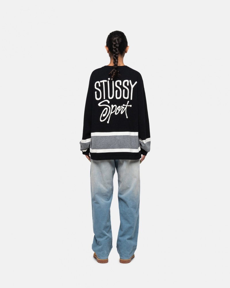 Stussy Hockey Pulóver - Unisex Sweaters Fekete | DHUKV40031