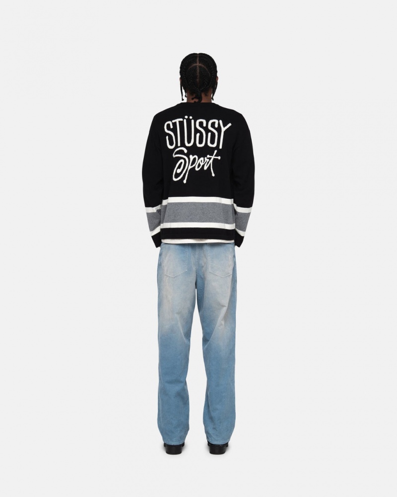 Stussy Hockey Pulóver - Unisex Sweaters Fekete | DHUKV40031