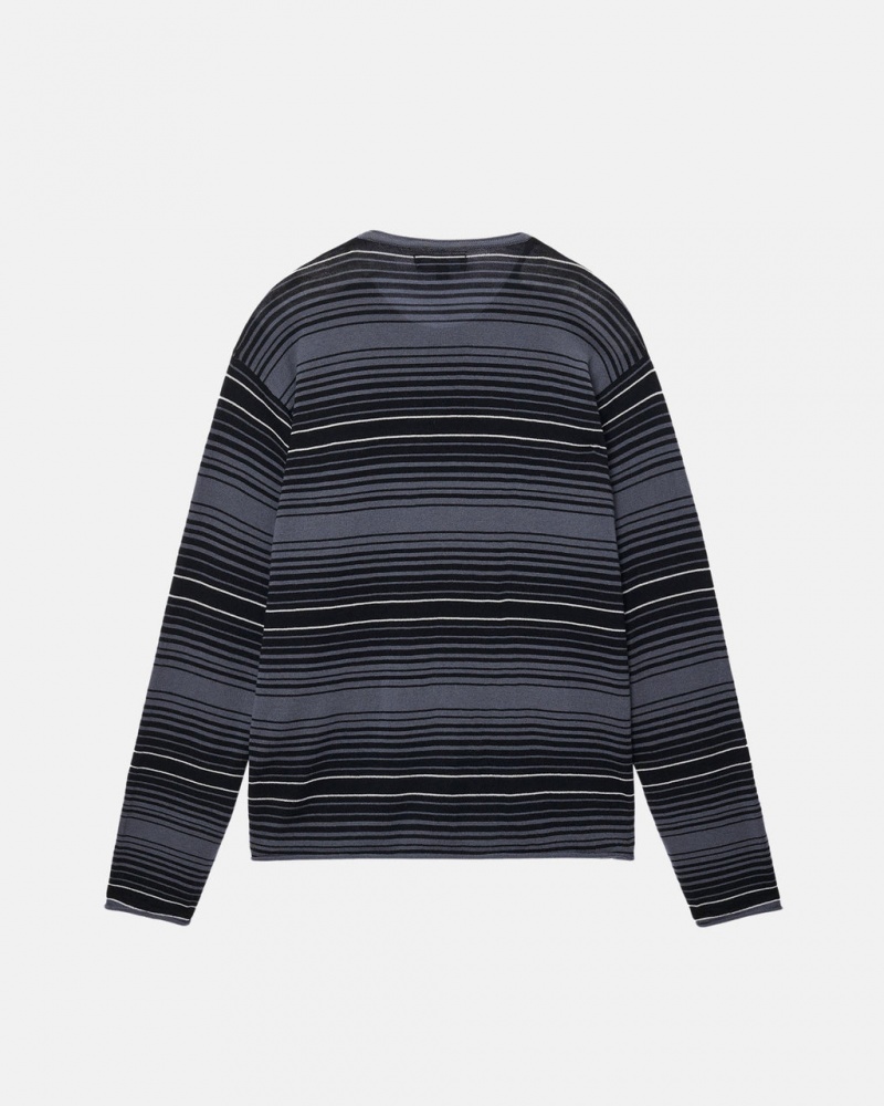 Stussy Horizontal Stripe Pulóver - Unisex Sweaters Szürke | PHUQX73621