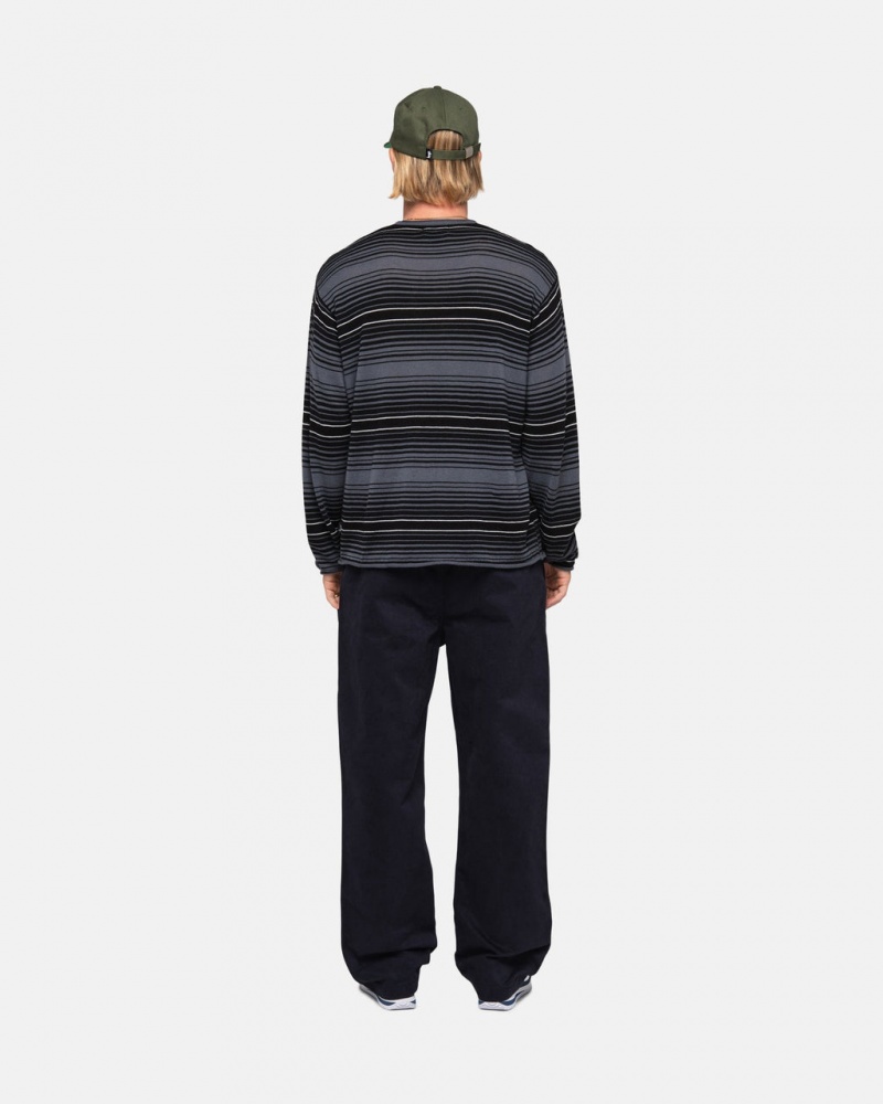 Stussy Horizontal Stripe Pulóver - Unisex Sweaters Szürke | PHUQX73621