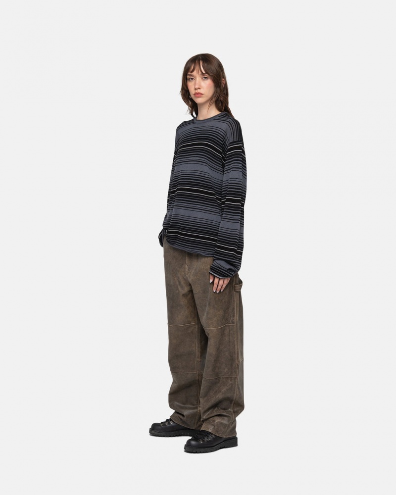 Stussy Horizontal Stripe Pulóver - Unisex Sweaters Szürke | PHUQX73621