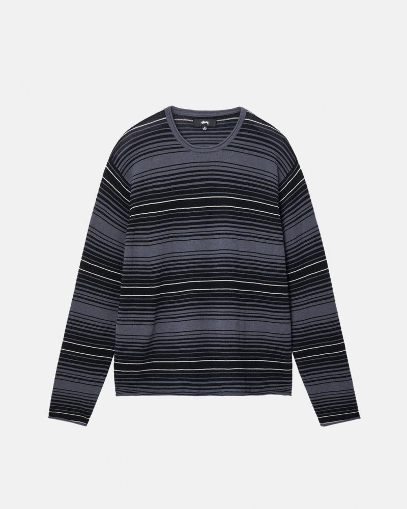 Stussy Horizontal Stripe Pulóver - Unisex Sweaters Szürke | PHUQX73621