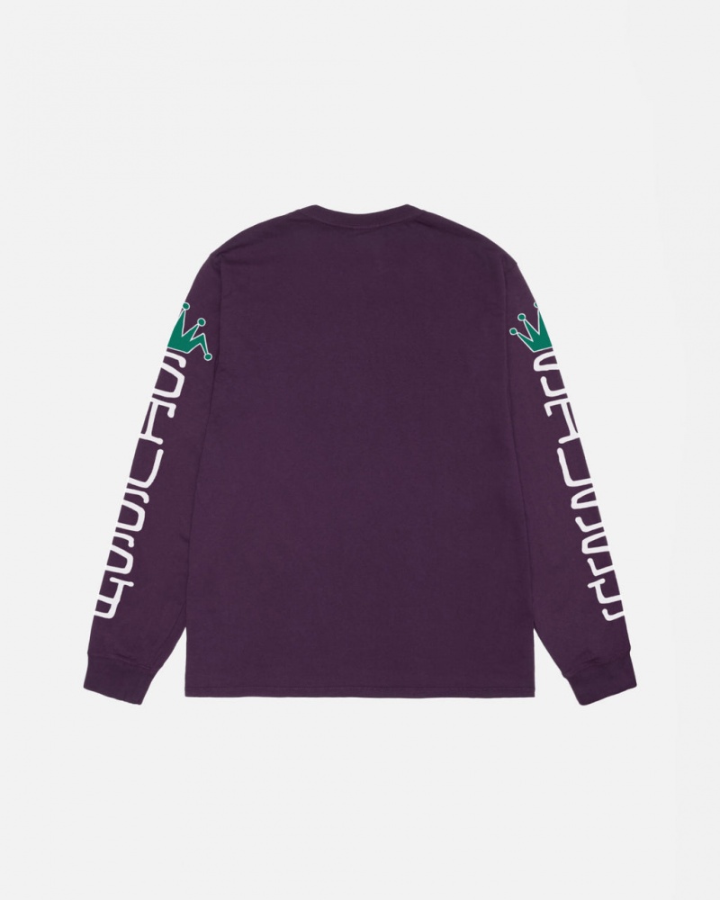 Stussy Jumbo LS Tee Pigment Dyed - Unisex Longsleeve Lila | HUXMI74909