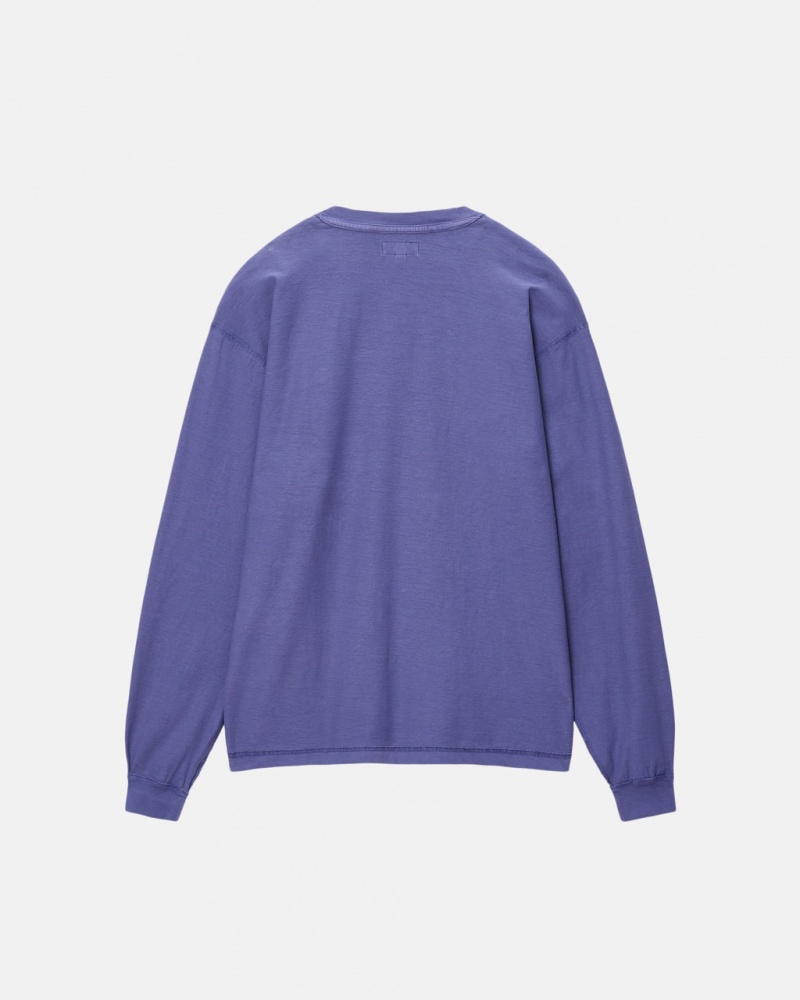 Stussy Lazy LS Tee - Unisex Longsleeve T-Shirts Mélykék | HUIIZ86938