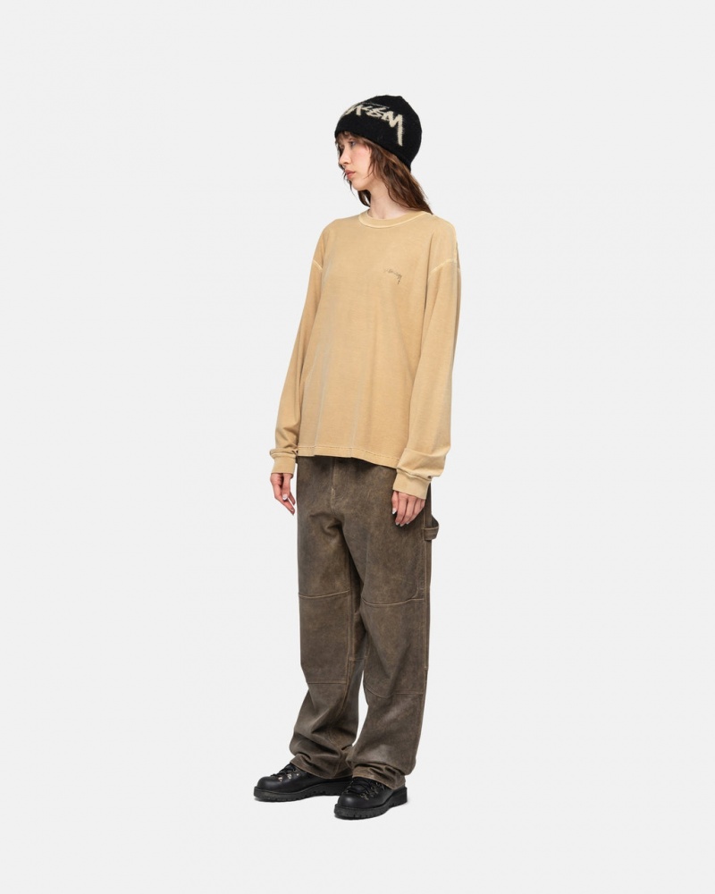 Stussy Lazy LS Tee - Unisex Longsleeve T-Shirts Arany | HUNZX99261