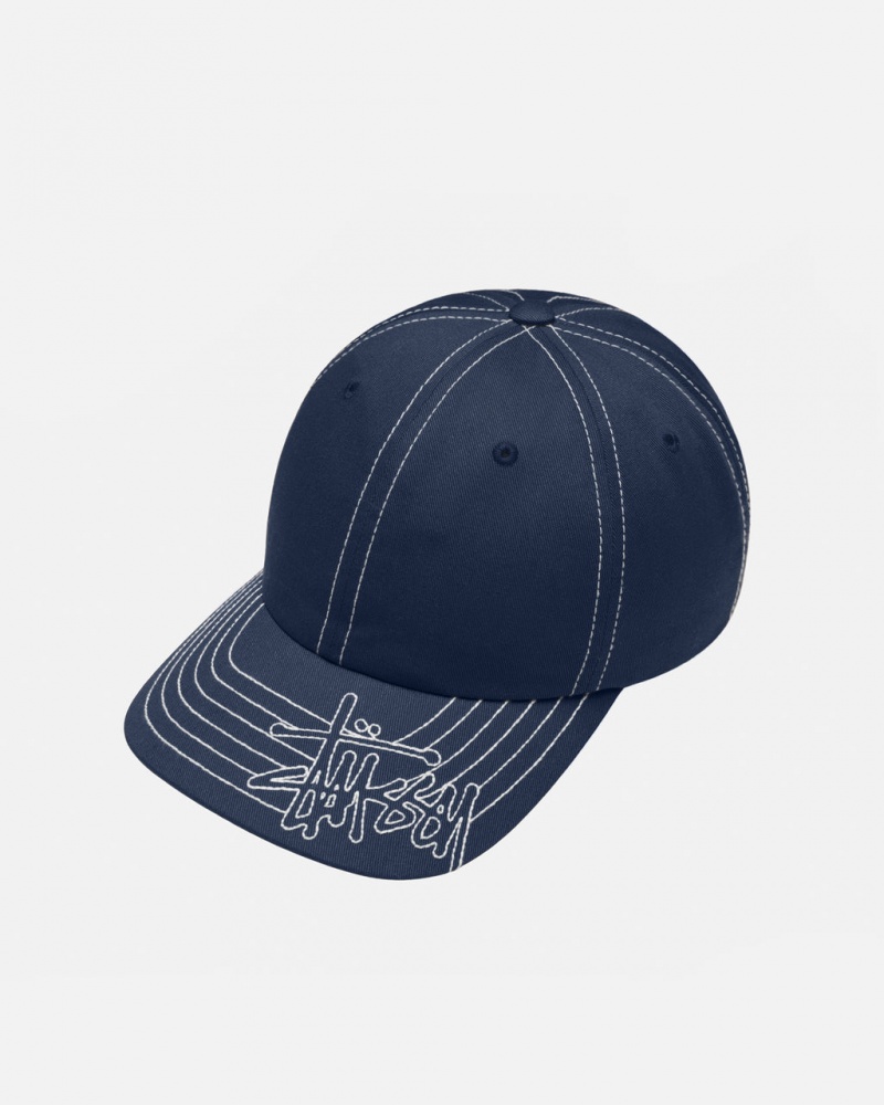 Stussy Low Pro Basic Stitch Strapback - Unisex Sötétkék | XHUGW92854