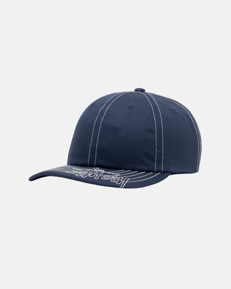 Stussy Low Pro Basic Stitch Strapback - Unisex Sötétkék | XHUGW92854