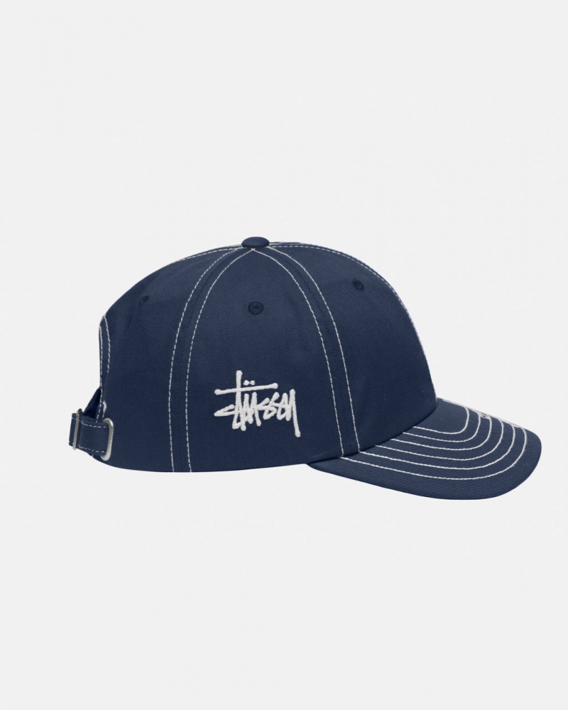 Stussy Low Pro Basic Stitch Strapback - Unisex Sötétkék | XHUGW92854