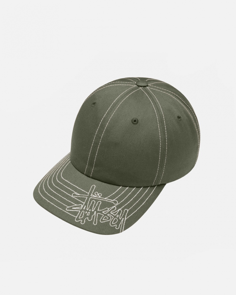 Stussy Low Pro Basic Stitch Strapback - Unisex Olivazöld | HUZDE41533