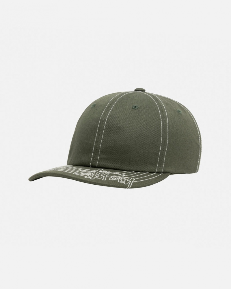 Stussy Low Pro Basic Stitch Strapback - Unisex Olivazöld | HUZDE41533