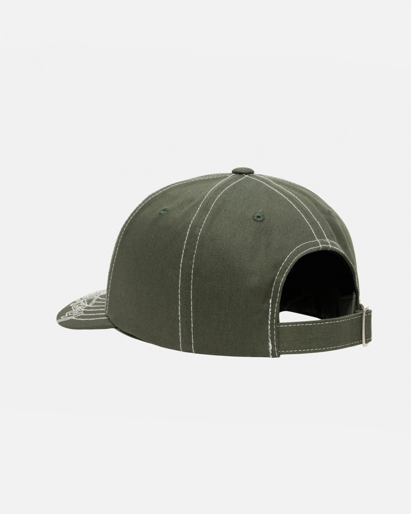 Stussy Low Pro Basic Stitch Strapback - Unisex Olivazöld | HUZDE41533