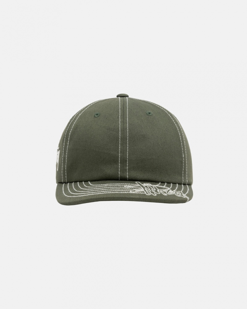 Stussy Low Pro Basic Stitch Strapback - Unisex Olivazöld | HUZDE41533