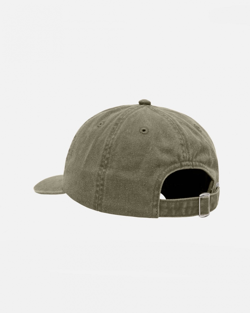 Stussy Low Pro Basic Washed Strapback - Unisex Olivazöld | EHUHC64908