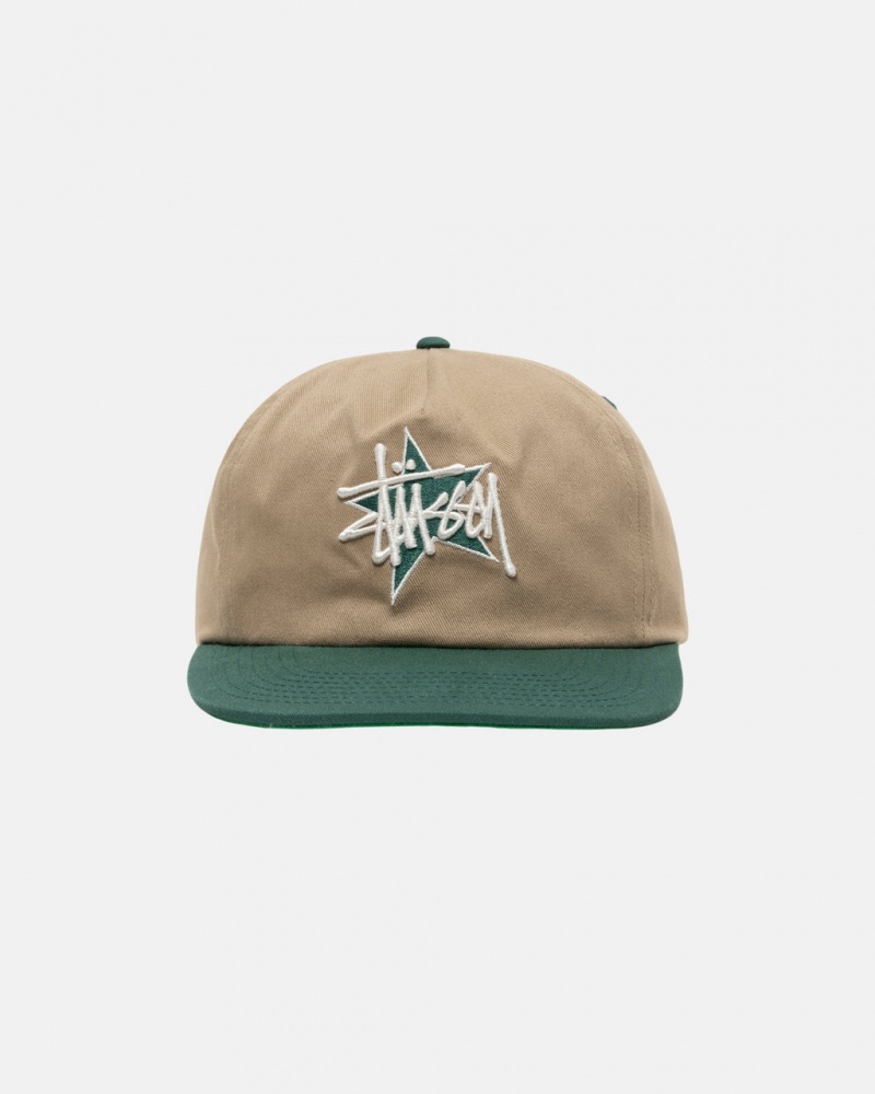 Stussy Mid-Depth Basic Star Strapback - Unisex Khaki | HUICD96031