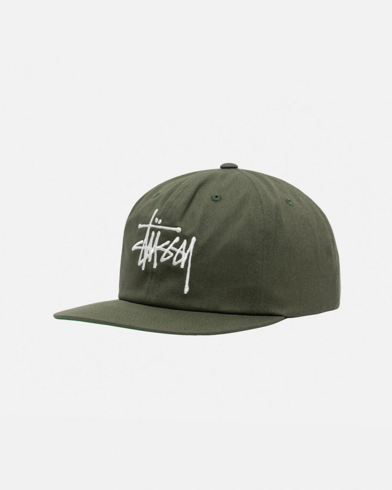 Stussy Mid-Depth Basic Strapback - Unisex Olivazöld | YHUVQ97950