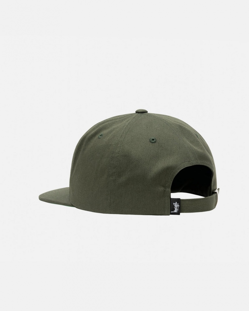 Stussy Mid-Depth Basic Strapback - Unisex Olivazöld | YHUVQ97950