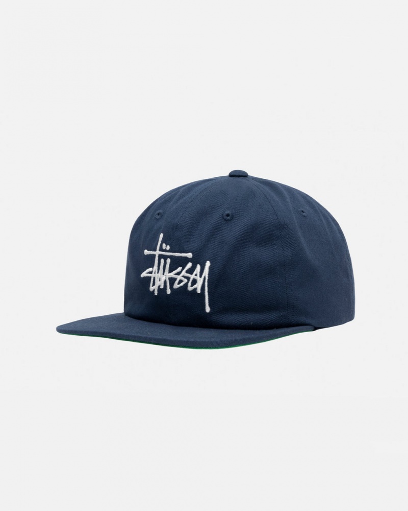 Stussy Mid-Depth Basic Strapback - Unisex Sötétkék | HUZDE33375