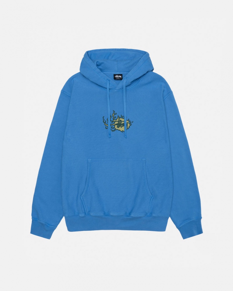 Stussy Mosaic Dragon Hoodie Pigment Dyed - Unisex Hoodies Kék | PHUQX32701