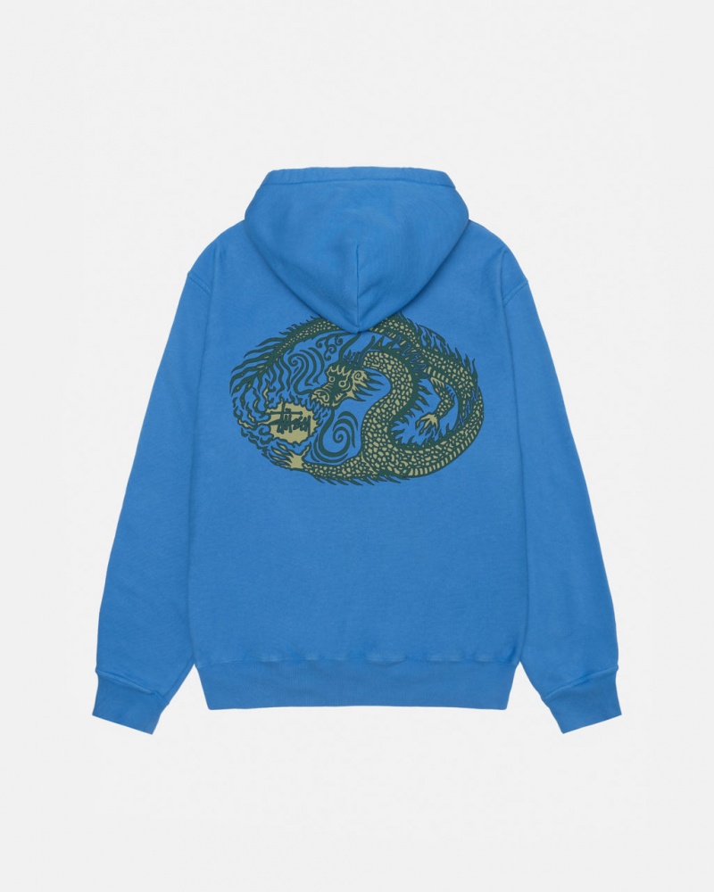 Stussy Mosaic Dragon Hoodie Pigment Dyed - Unisex Hoodies Kék | PHUQX32701