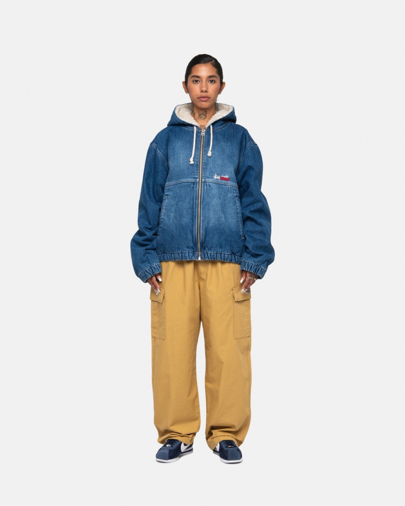 Stussy Munka Jacket Denim Sherpa - Unisex Jackets Kék | AHUWC14987