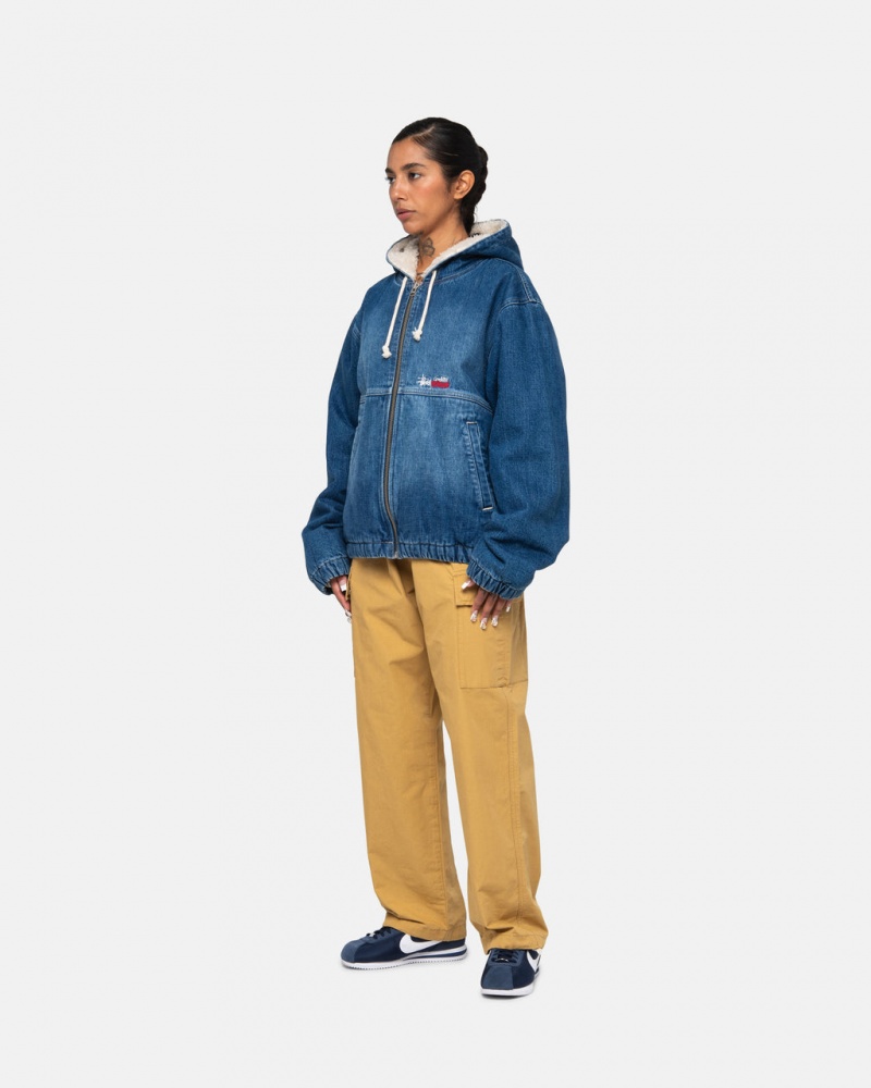 Stussy Munka Jacket Denim Sherpa - Unisex Jackets Kék | AHUWC14987