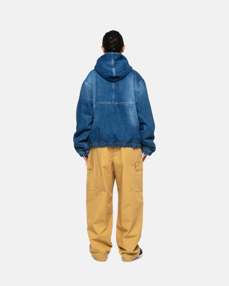 Stussy Munka Jacket Denim Sherpa - Unisex Jackets Kék | AHUWC14987