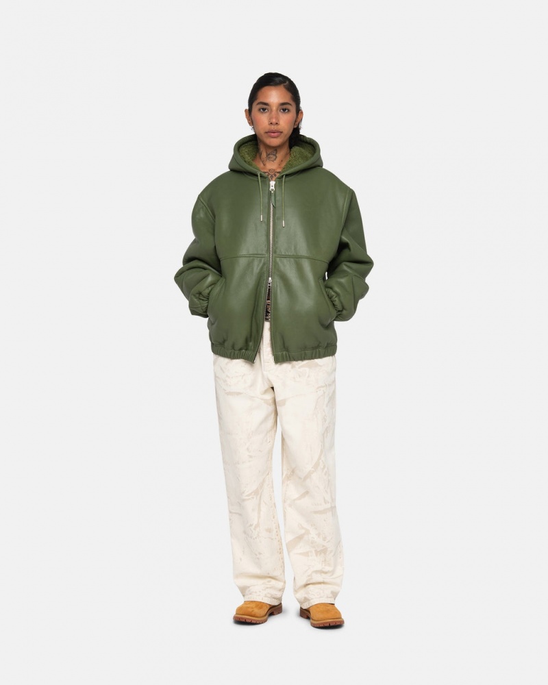 Stussy Munka Jacket Shearling - Unisex Jackets Zöld | GHUEC40447