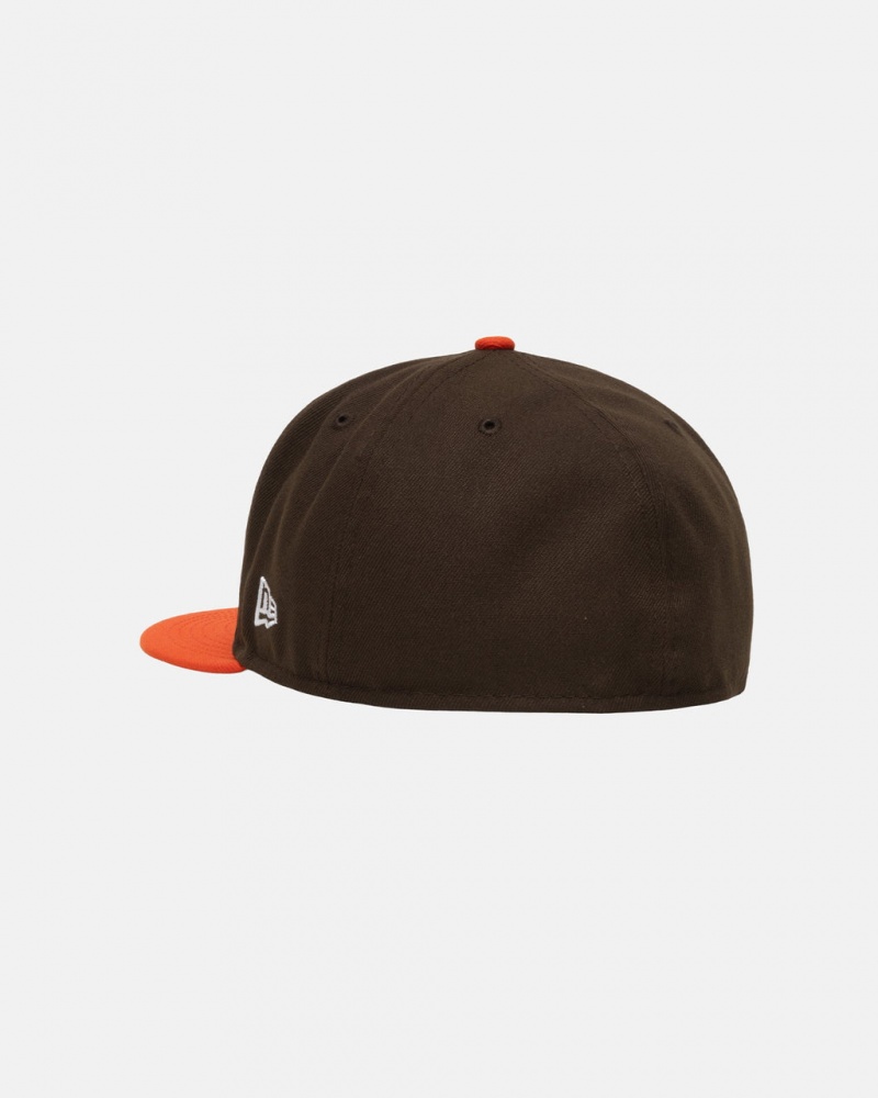 Stussy New Era 59Fifty Curly S - Unisex Barna Narancssárga | SHUNY20340