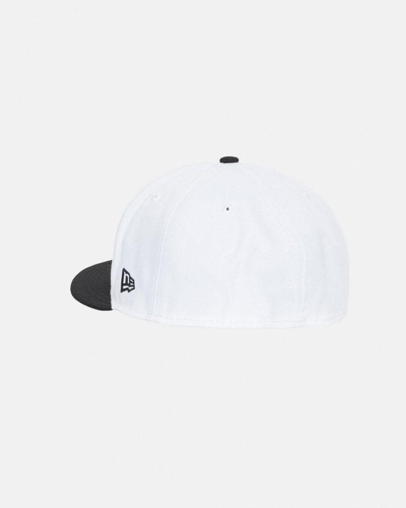 Stussy New Era 59Fifty Curly S - Unisex Fehér Fekete | YHUVQ52779