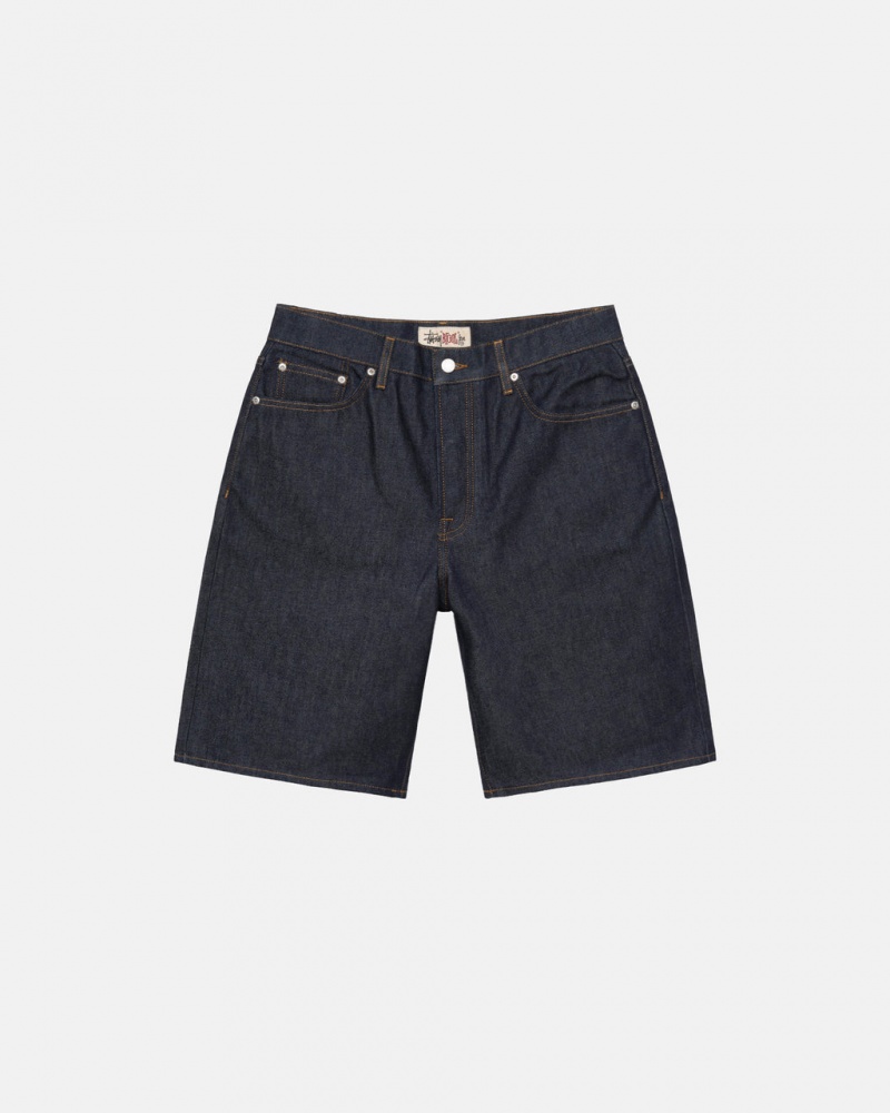 Stussy Raw Denim Big Ol Shorts - Mens Shorts Fekete | EHUHC62261