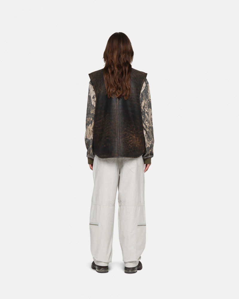 Stussy Reversible Shearling Workgear Vest - Unisex Jackets Barna | AHUDF79126