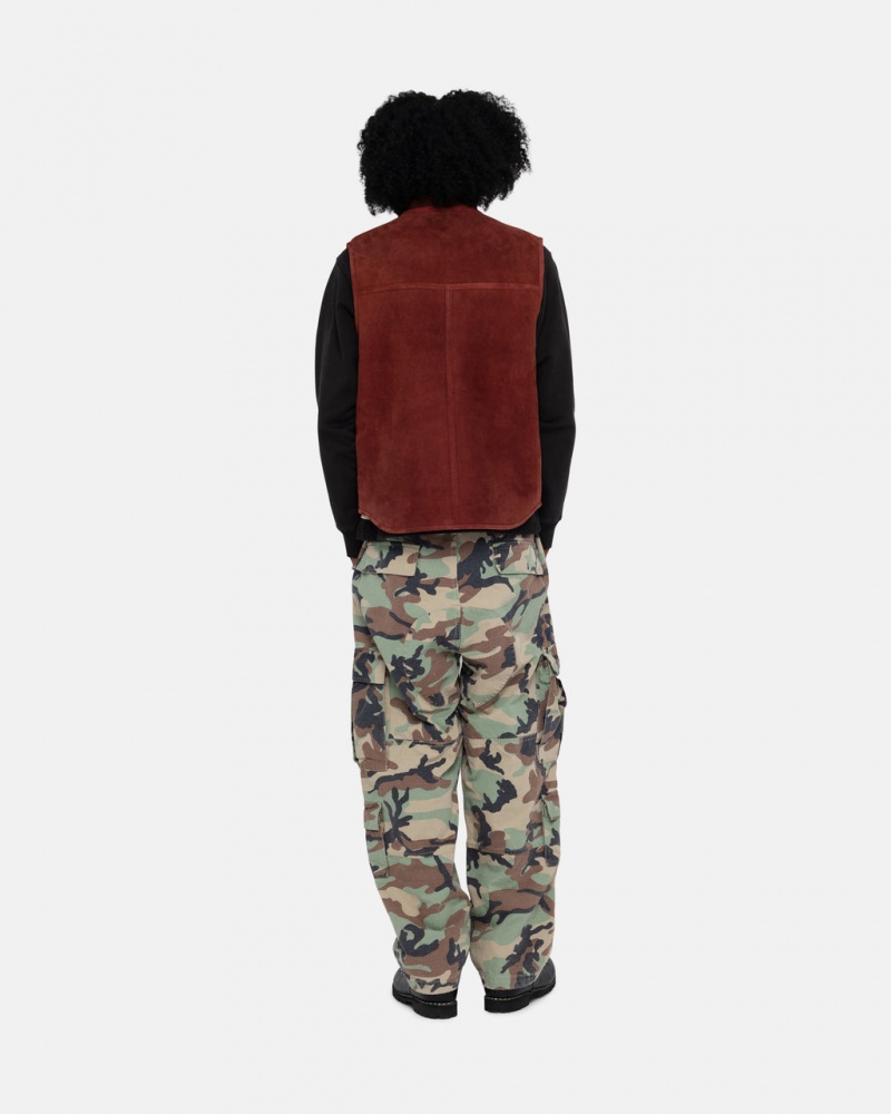 Stussy Reversible Shearling Workgear Vest - Unisex Jackets Bordó | GHUEC24574