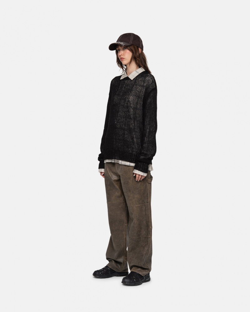 Stussy S Loose Knit Pulóver - Unisex Sweaters Fekete | HUNZX56683