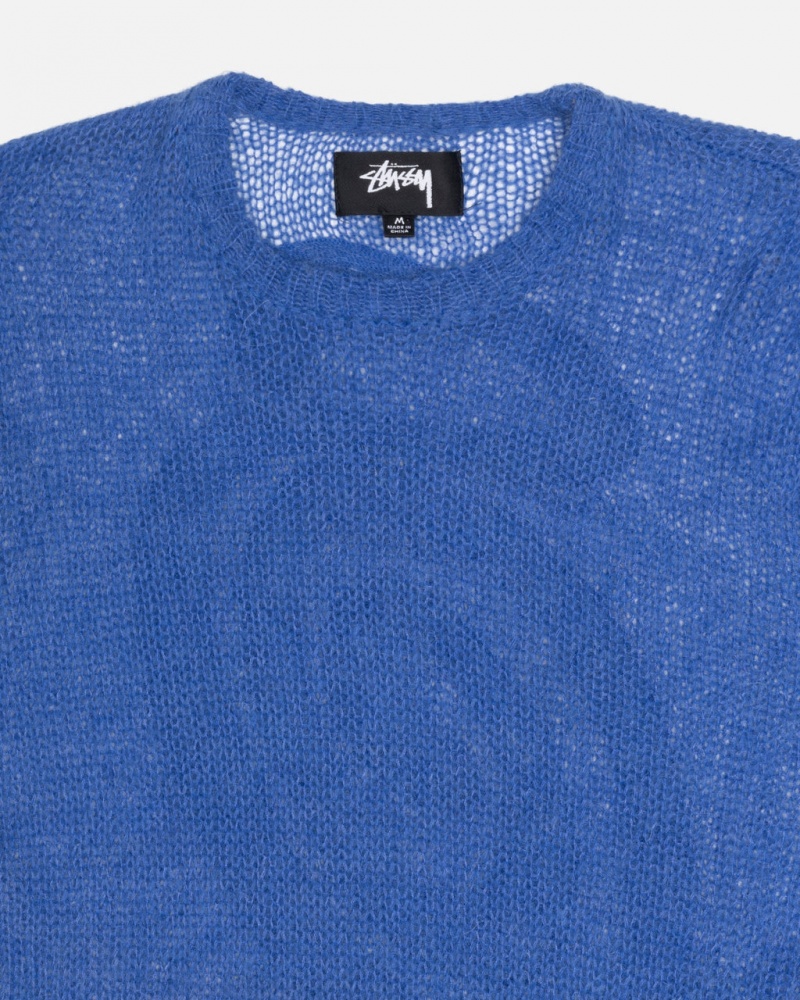 Stussy S Loose Knit Pulóver - Unisex Sweaters Kék | GHUUC27748