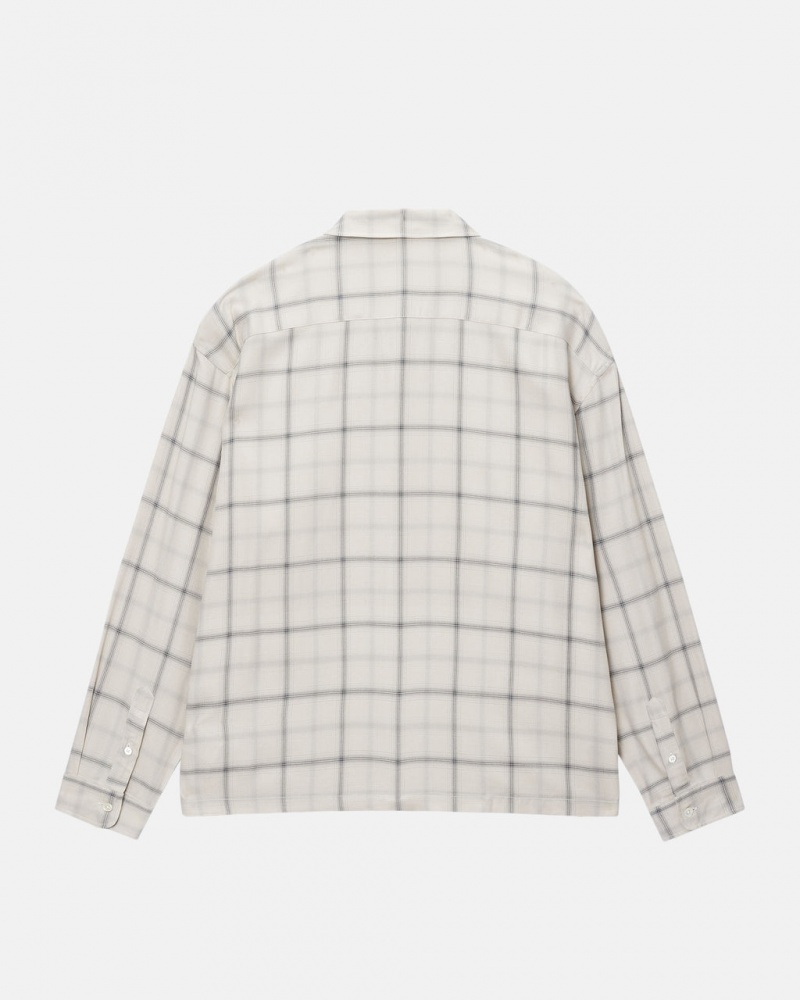 Stussy Shadow Plaid Rayon Shirt - Unisex Tops Bézs | HUCVG42195