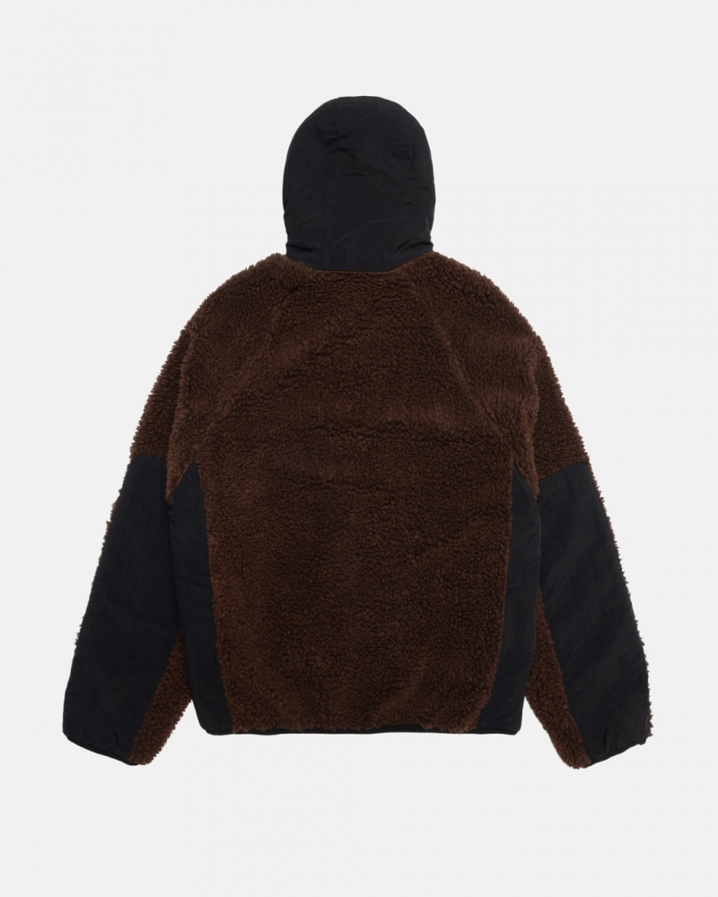 Stussy Sherpa Paneled Csuklyás Jacket - Unisex Hoodies Barna | SHUVO44980