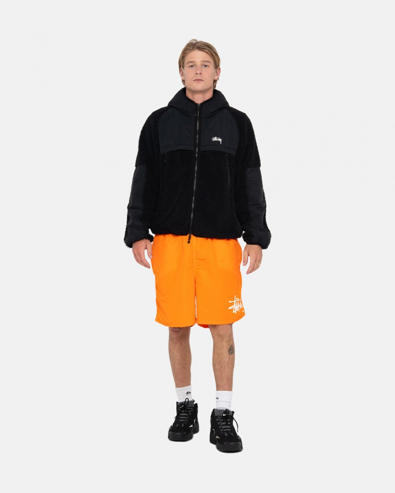 Stussy Sherpa Paneled Csuklyás Jacket - Unisex Hoodies Fekete | LHUSX61114