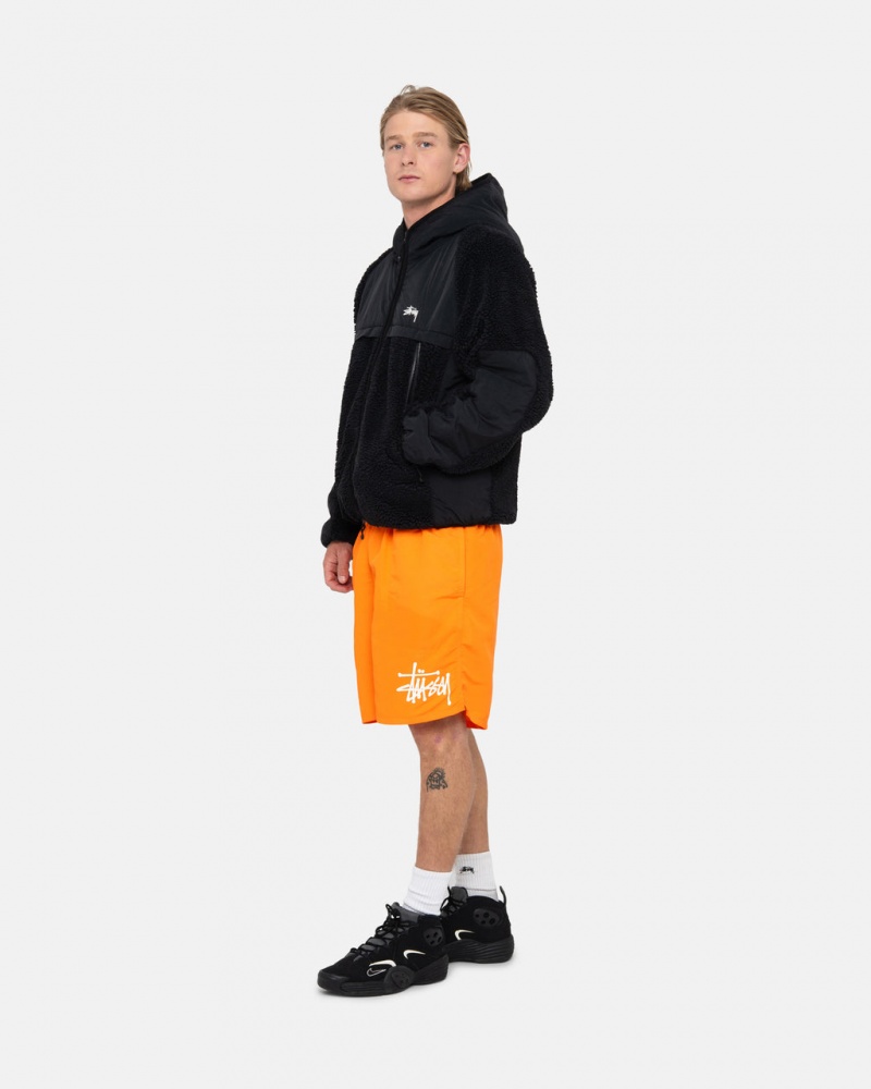 Stussy Sherpa Paneled Csuklyás Jacket - Unisex Hoodies Fekete | LHUSX61114